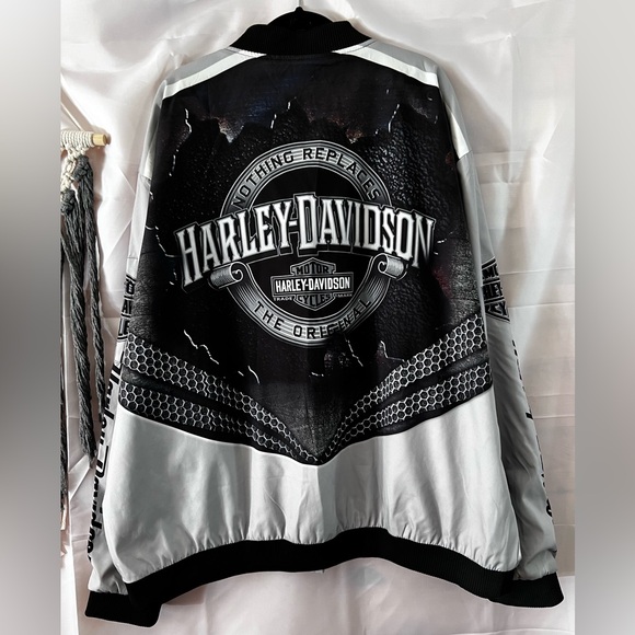 Harley Davidson Men’s 2XL Graphics Zip Slit Pockets Coat Jacket - Picture 8 of 14